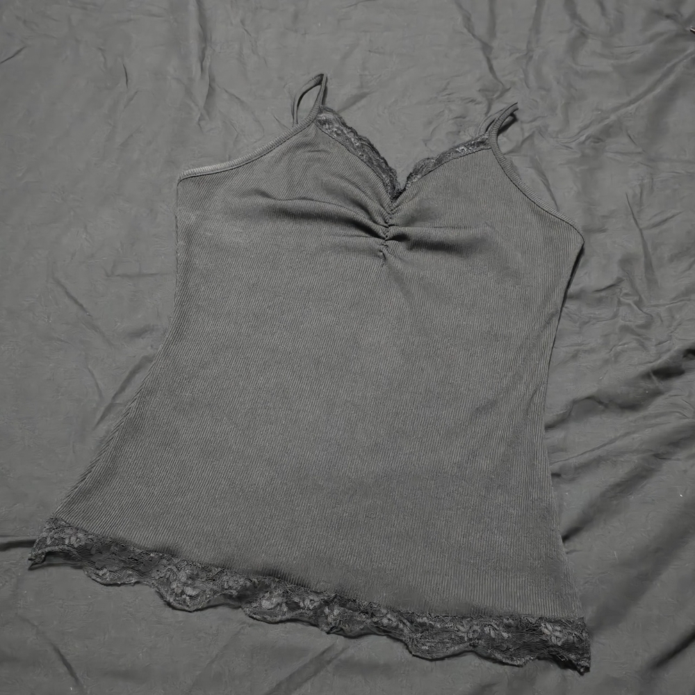 Black Lace Trim Camisole, Med